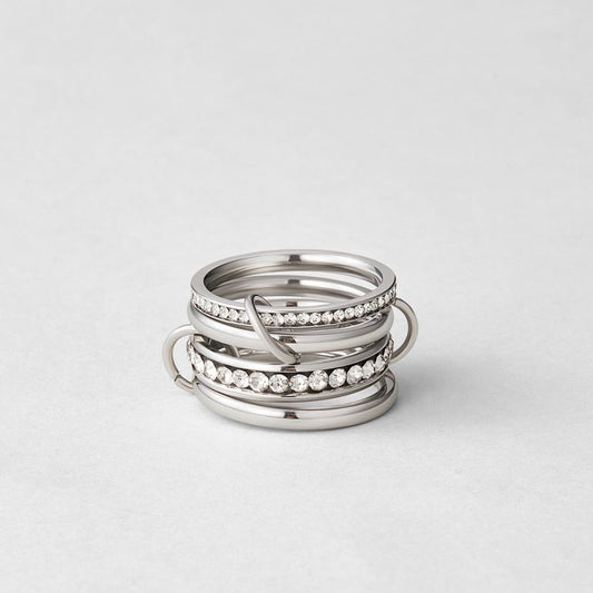 'Forever' Link Crystal & Silver Ring