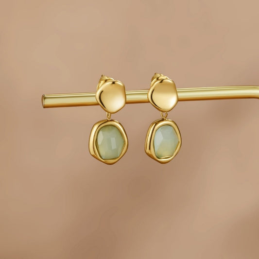 Gold Aquamarine Drop Earrings