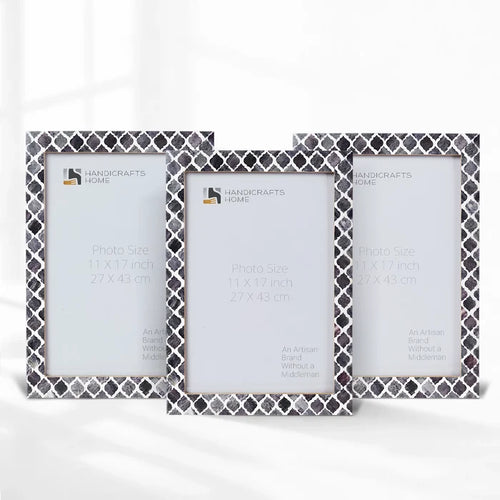 Handmade Grey Moroccan Bone & Resin Inlay Frame x17