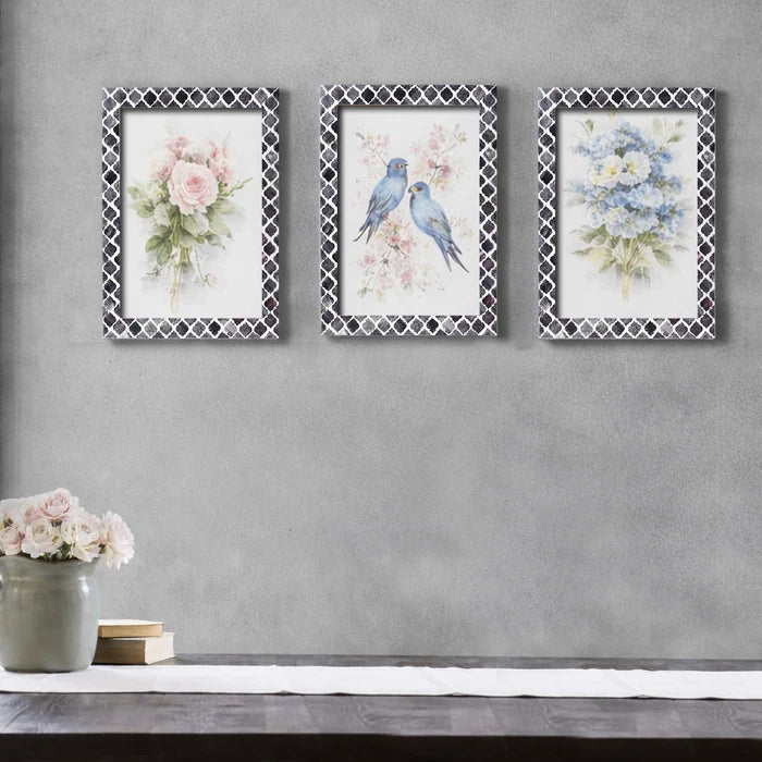 Grey Moroccan Bone & Resin Inlay Frame Set of 3, 11x17