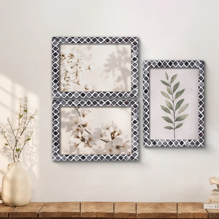 Grey Moroccan Bone & Resin Inlay Frame Set of 3, 11x17