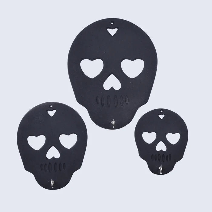 Handmade Halloween-skull-key-holder-set-of-3-spooky-wall-hooks-for-keys-amp-decor