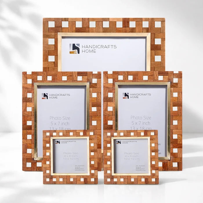 Halo Parquet Wood and Resin Inlay Picture Frame Set (5 Piece)