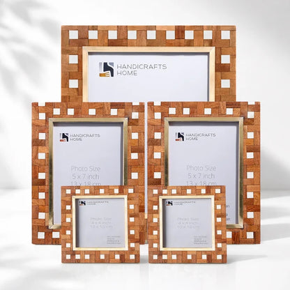 Halo Parquet Wood and Resin Inlay Picture Frame Set (5 Piece)