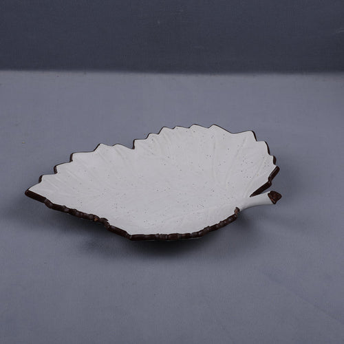 Handmade Decorative Ceramic Platter For Serving & Decor - LEAF