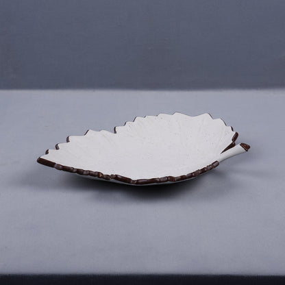 Handmade Decorative Ceramic Platter For Serving & Decor - LEAF