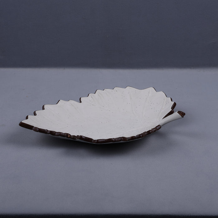 Handmade Decorative Ceramic Platter For Serving & Decor - LEAF