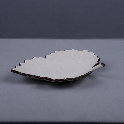 Handmade Decorative Ceramic Platter For Serving & Decor - LEAF
