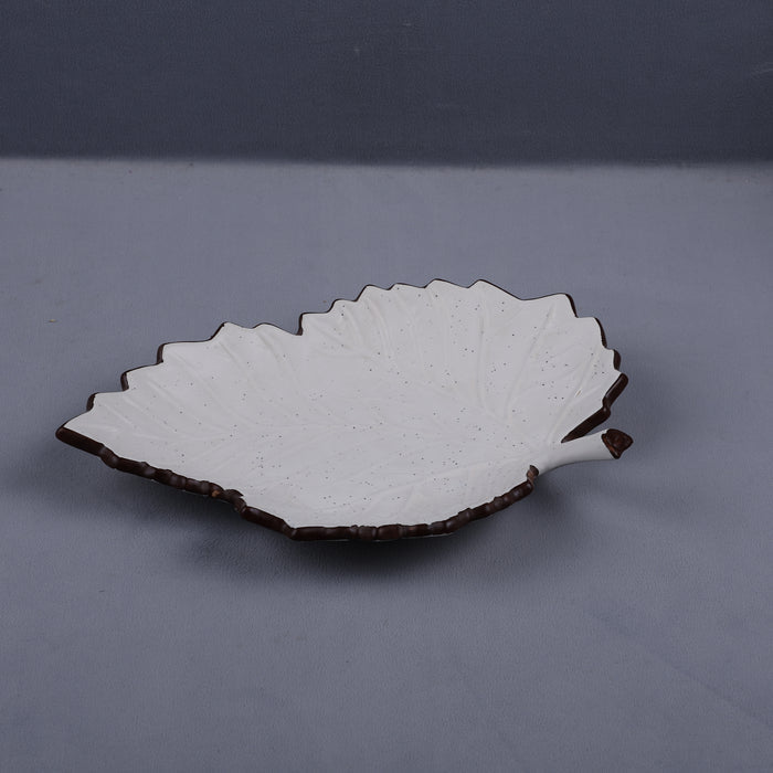 Handmade Decorative Ceramic Platter For Serving & Decor - LEAF