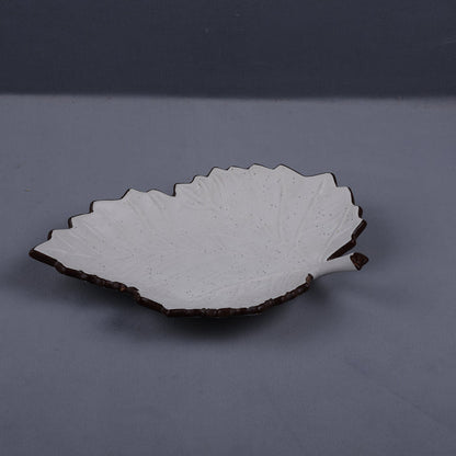 Handmade Decorative Ceramic Platter For Serving & Decor - LEAF