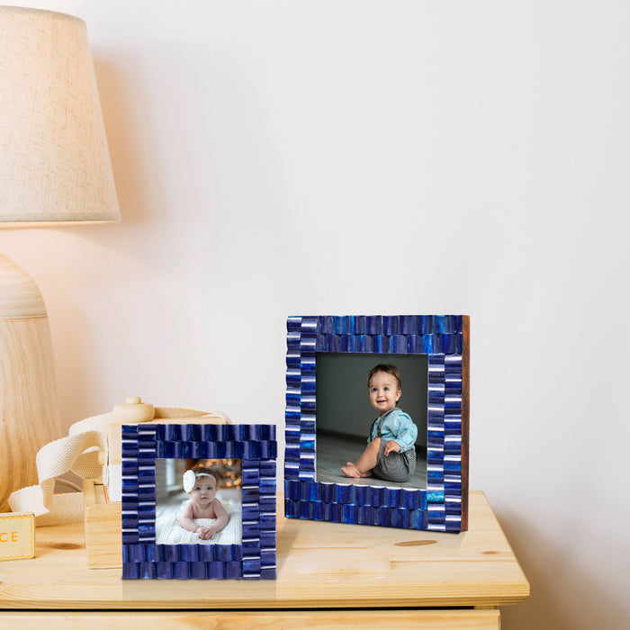 Indigo Ridge Picture Frame | Blue Bone Inlay & Resin | 3x3 | 4x4