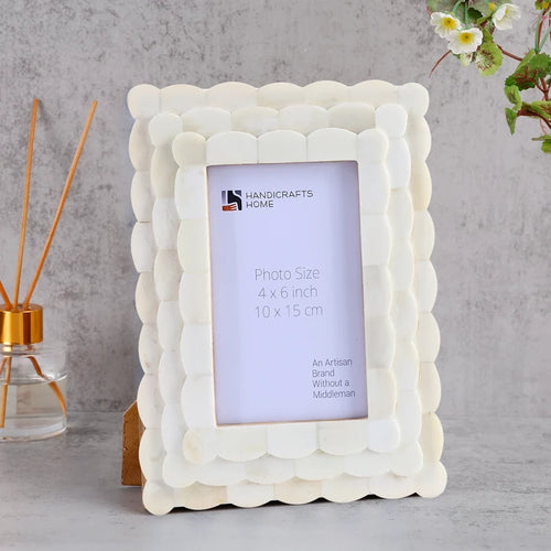 Handmade Ivory White Scalloped Bone Inlay Frame 4x4 4x6 5x7 Decor