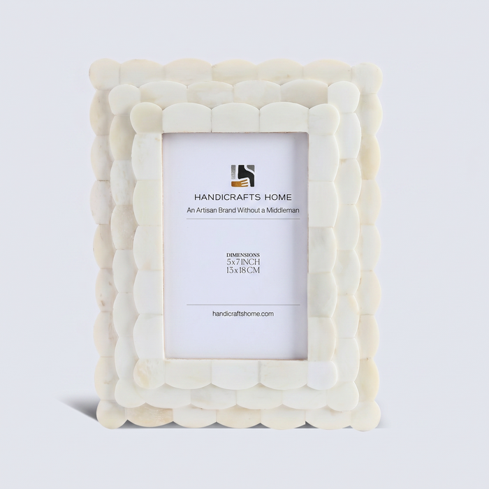 Ivory White Scalloped Bone Inlay Frame 4x4 4x6 5x7 Decor