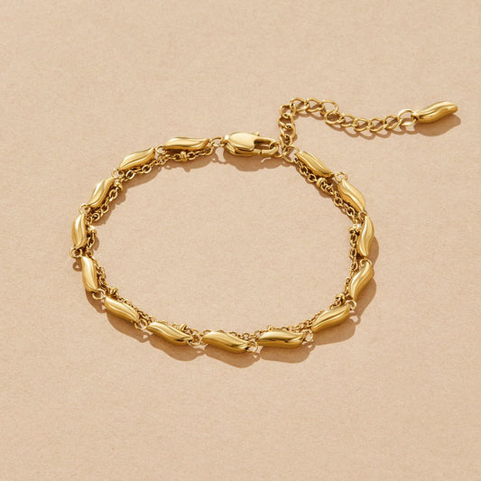 Layered Gold Wave Bracelet