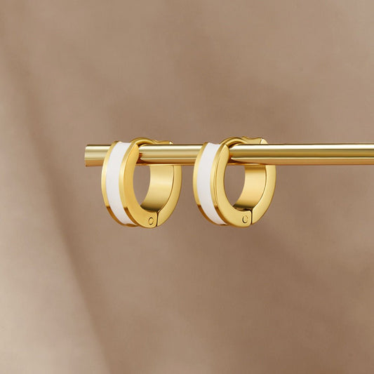 Leigh White Hoop Earrings