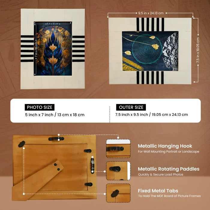 Make to order handmade chevron brown pattern picture frames 4x6.5x7