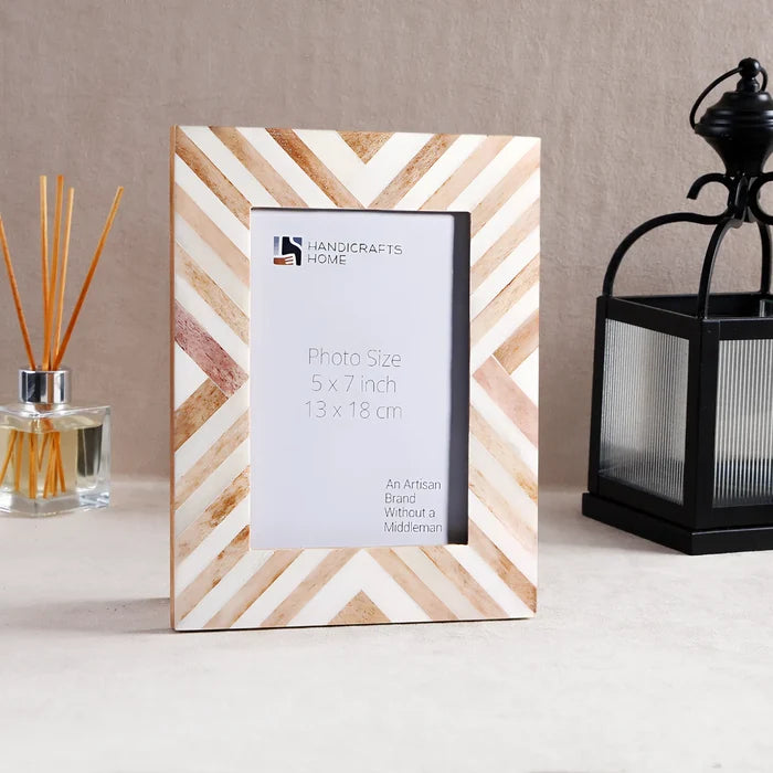 Make to order handmade chevron brown pattern picture frames 4x6.5x7