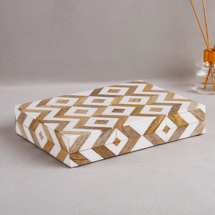 Handmade Marquet Array Resin & Wood Inlay Storage Box - 8 Sizes