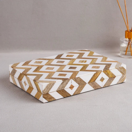 Handmade Marquet Array Resin & Wood Inlay Storage Box - 8 Sizes