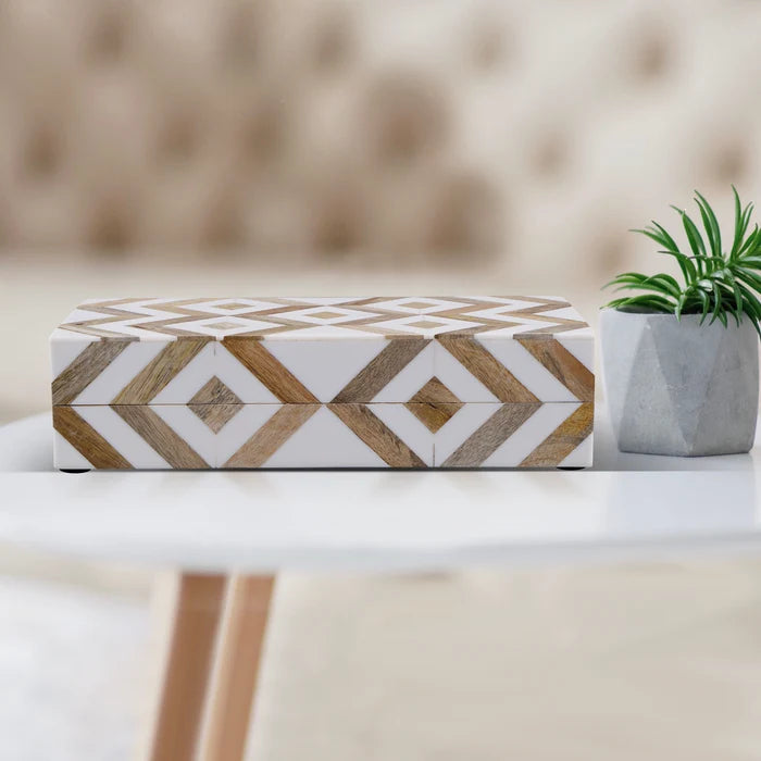 Handmade Marquet Array Resin & Wood Inlay Storage Box - 8 Sizes