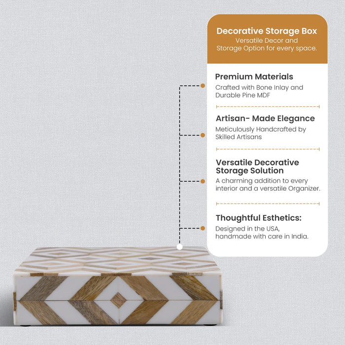 Handmade Marquet Array Resin & Wood Inlay Storage Box - 8 Sizes