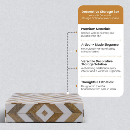 Handmade Marquet Array Resin & Wood Inlay Storage Box - 8 Sizes