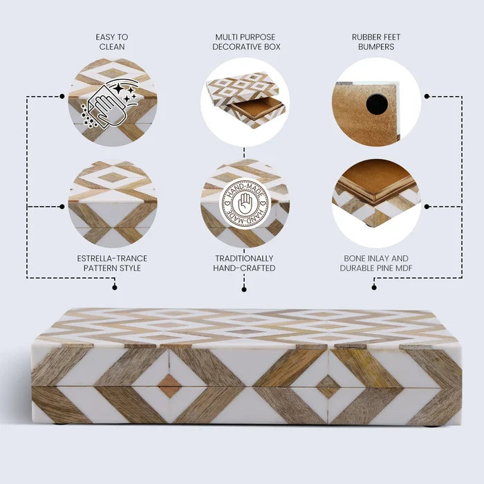 Handmade Marquet Array Resin & Wood Inlay Storage Box - 8 Sizes