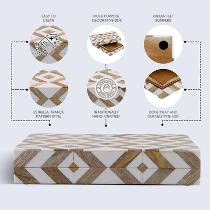 Handmade Marquet Array Resin & Wood Inlay Storage Box - 8 Sizes