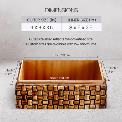Mekong Chai Bone Inlay Decorative Box | Natural Woven Design |12x8x5 & 9x6x3.5