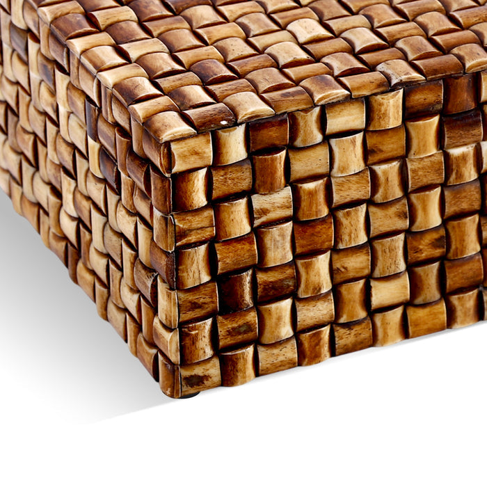 Mekong Chai Bone Inlay Decorative Box | Natural Woven Design |12x8x5 & 9x6x3.5