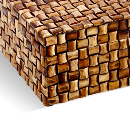 Mekong Chai Bone Inlay Decorative Box | Natural Woven Design |12x8x5 & 9x6x3.5