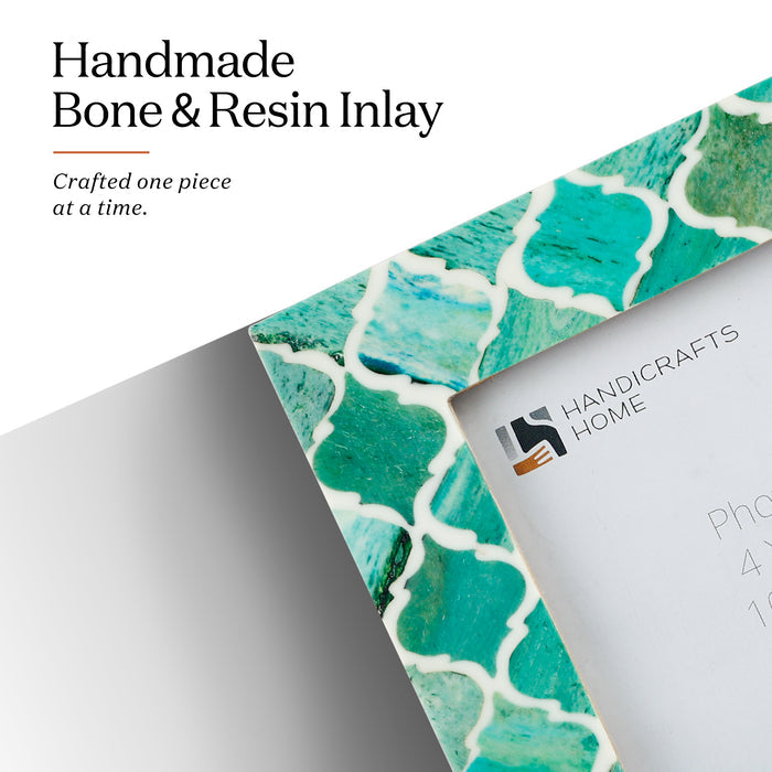 Moroccan Bone & Resin Mini Accent Frame | 4x4 Green & White
