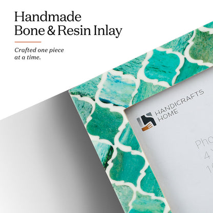 Moroccan Bone & Resin Mini Accent Frame | 4x4 Green & White