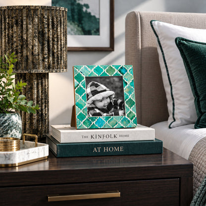 Moroccan Bone & Resin Mini Accent Frame | 4x4 Green & White