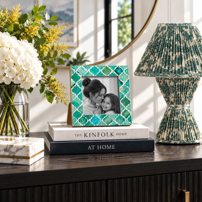 Moroccan Bone & Resin Mini Accent Frame | 4x4 Green & White