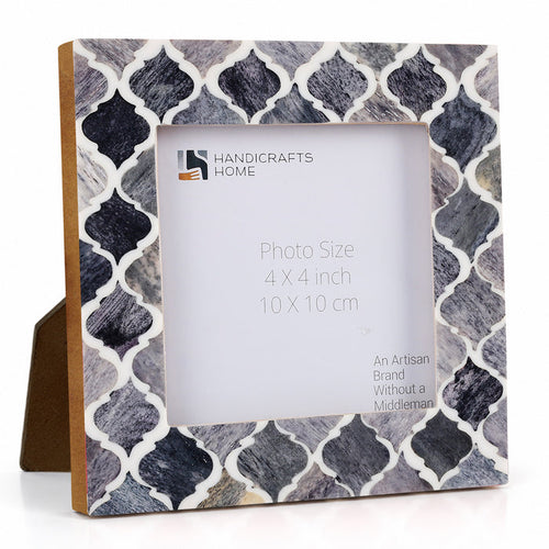 Moroccan Bone & Resin Mini Accent Frame | 4x4 Grey & White