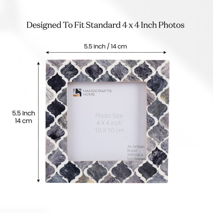 Moroccan Bone & Resin Mini Accent Frame | 4x4 Grey & White