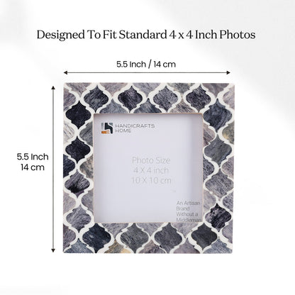Moroccan Bone & Resin Mini Accent Frame | 4x4 Grey & White