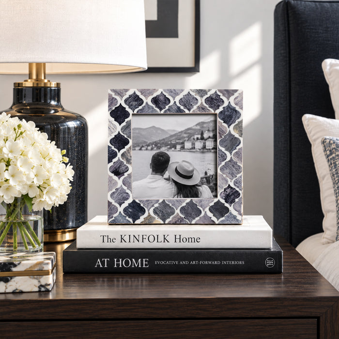 Moroccan Bone & Resin Mini Accent Frame | 4x4 Grey & White