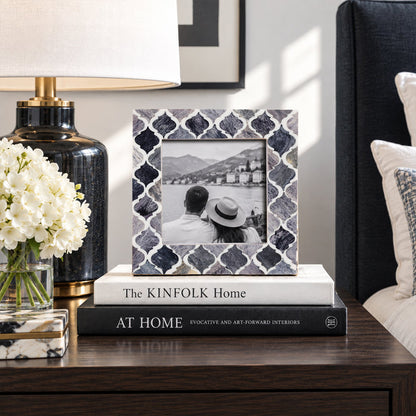 Moroccan Bone & Resin Mini Accent Frame | 4x4 Grey & White