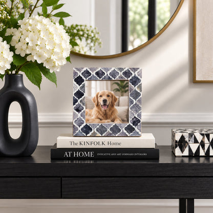 Moroccan Bone & Resin Mini Accent Frame | 4x4 Grey & White