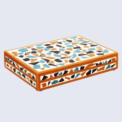 Handmade Mosaic gold pattern Resin Inlay decorative boxes in 7 Sizes, for jewelry and keepsake storage