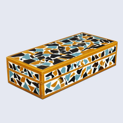Handmade Mosaic gold pattern Resin Inlay decorative boxes in 7 Sizes, for jewelry and keepsake storage