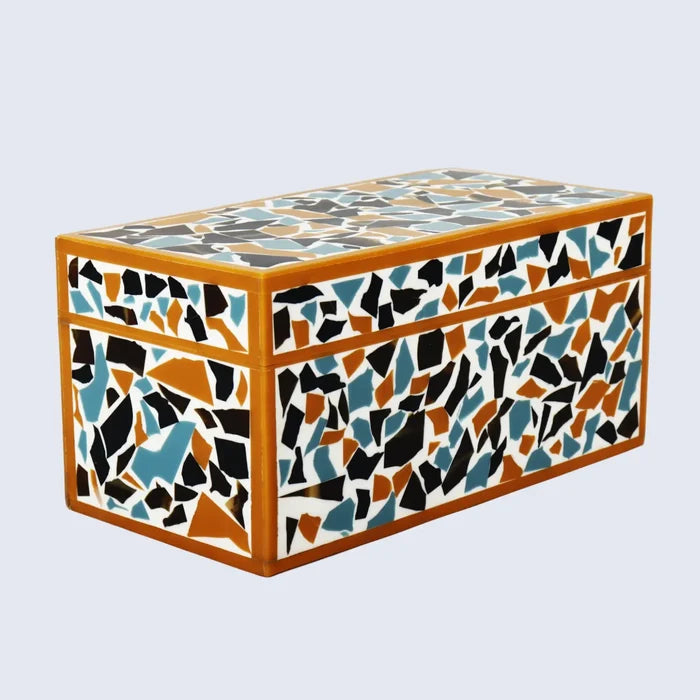 Handmade Mosaic gold pattern Resin Inlay decorative boxes in 7 Sizes, for jewelry and keepsake storage