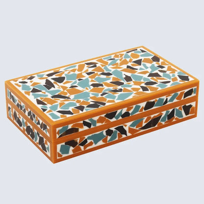 Handmade Mosaic gold pattern Resin Inlay decorative boxes in 7 Sizes, for jewelry and keepsake storage