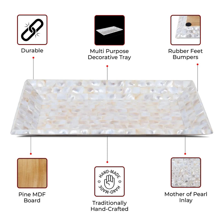 Mother of Pearl Decorative Tray Vanity Coffee Table 12"x7"