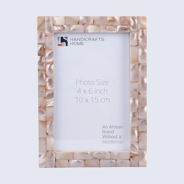 Handmade Picture Frame Mother of Pearl Collection Pink - 3 Sizes, for tabletop or wall display