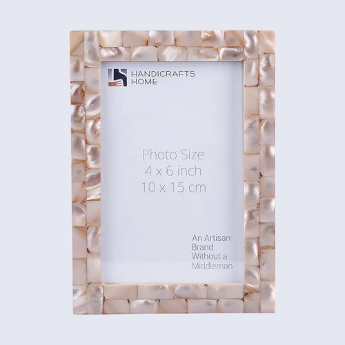 Handmade Picture Frame Mother of Pearl Collection Pink - 3 Sizes, for tabletop or wall display