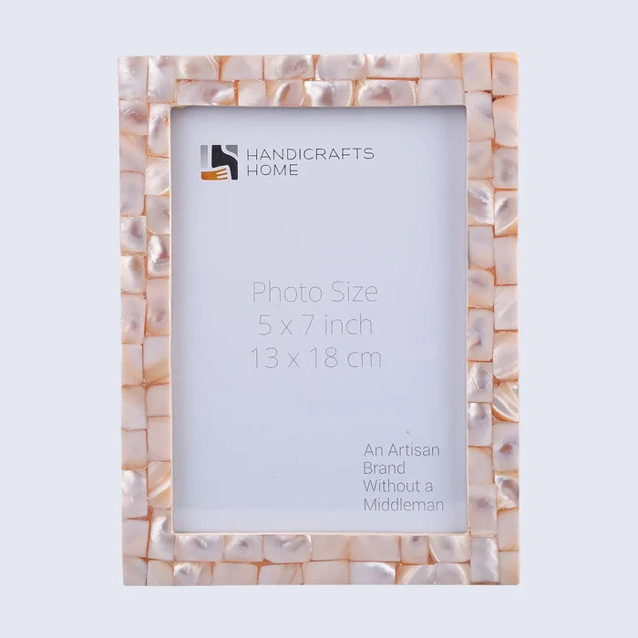 Handmade Picture Frame Mother of Pearl Collection Pink - 3 Sizes, for tabletop or wall display