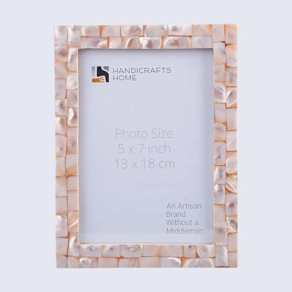 Handmade Picture Frame Mother of Pearl Collection Pink - 3 Sizes, for tabletop or wall display